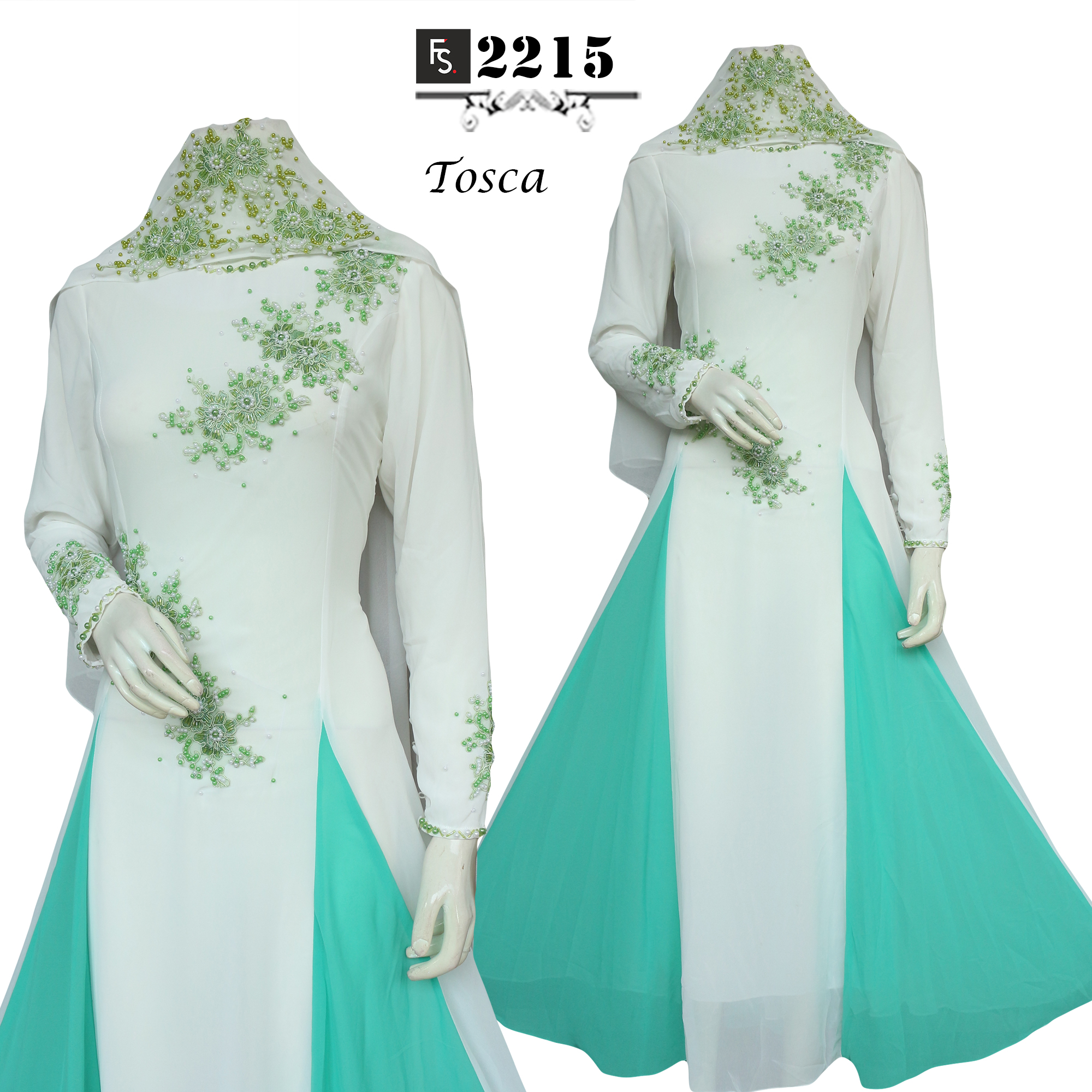 Baju Gamis Pesta Putih Renda Payet FS2215 - Fika Shop