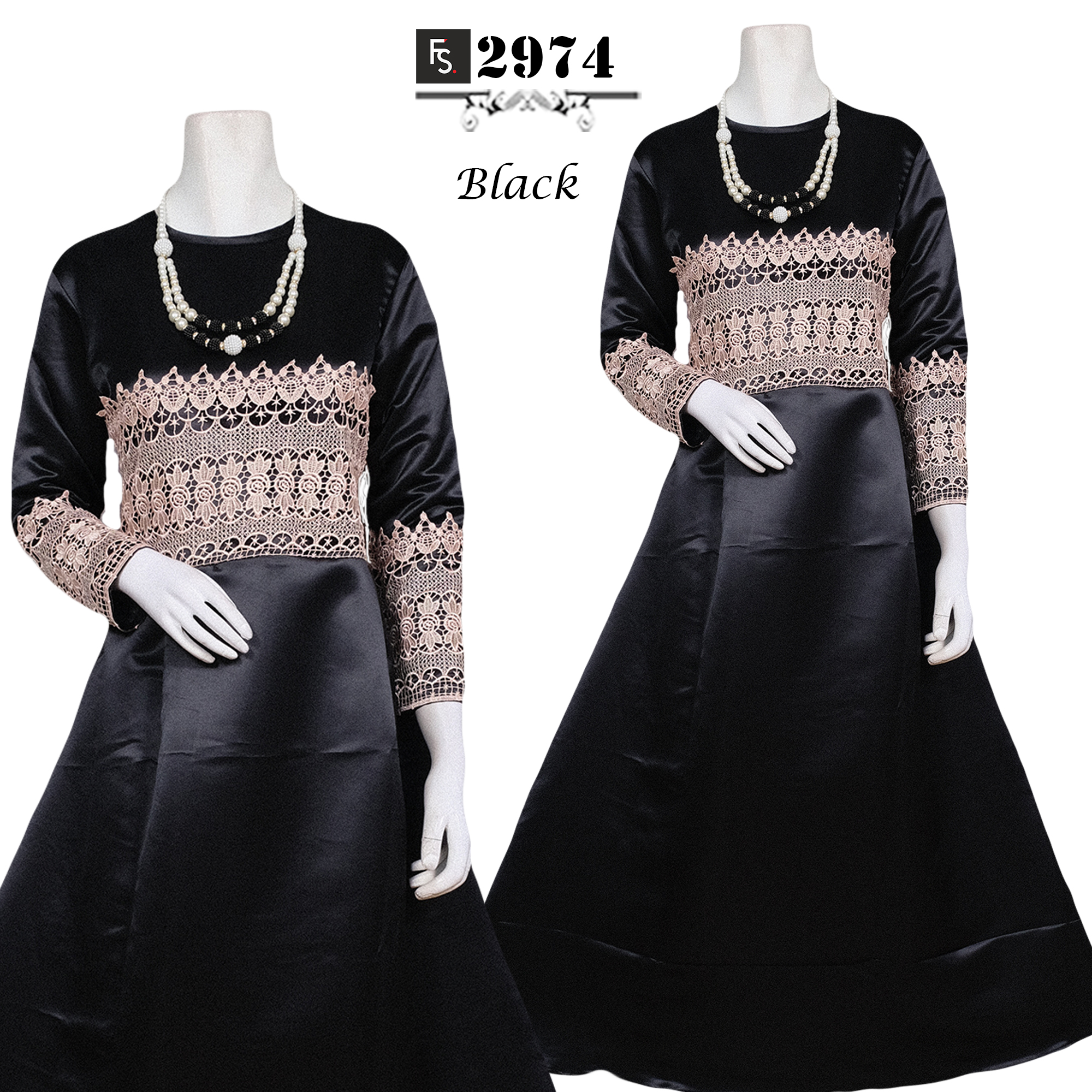  Baju Gamis Hitam Mewah  FS2974 Fika Shop