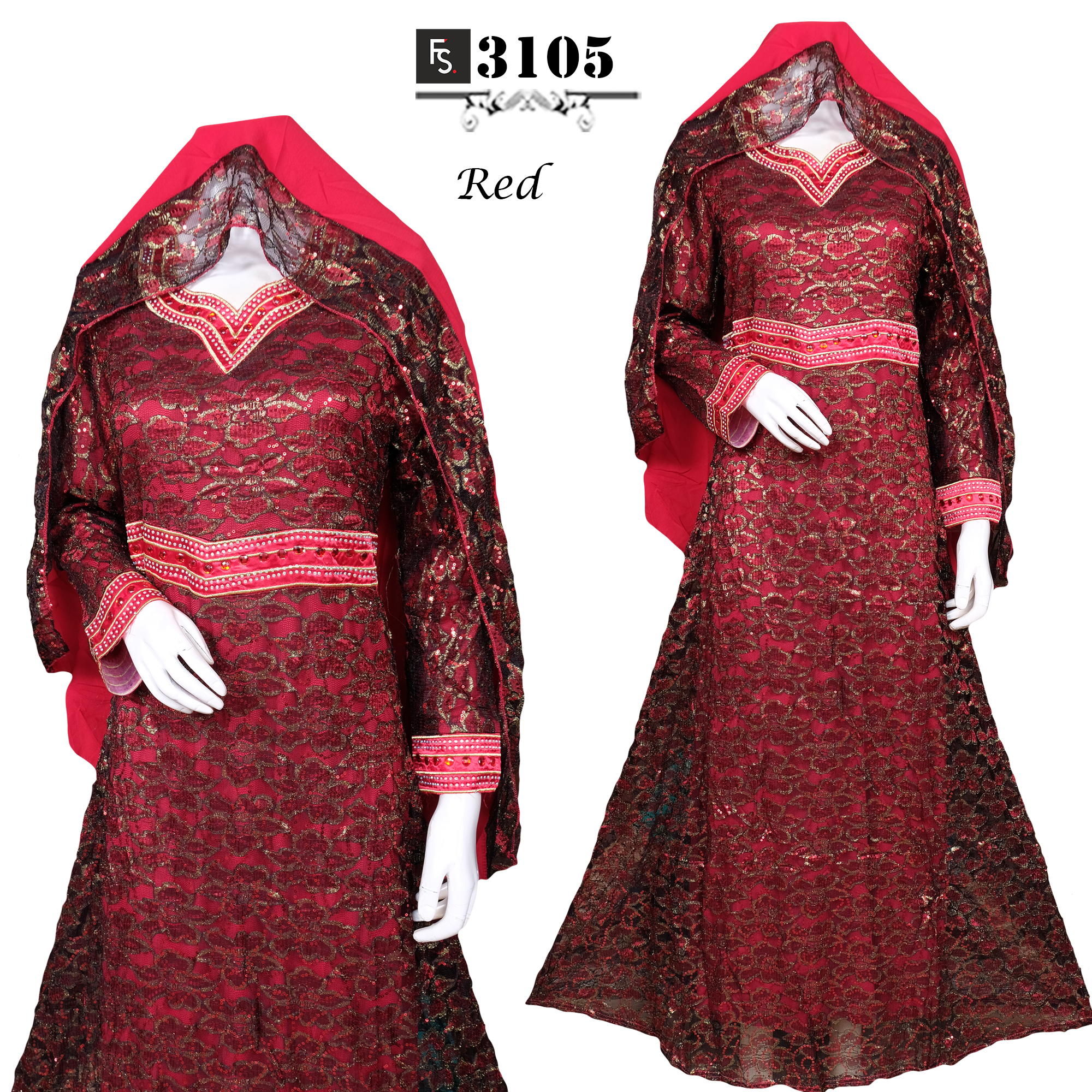  Baju  Gamis  Brokat  Impor FS3105 Fika Shop 