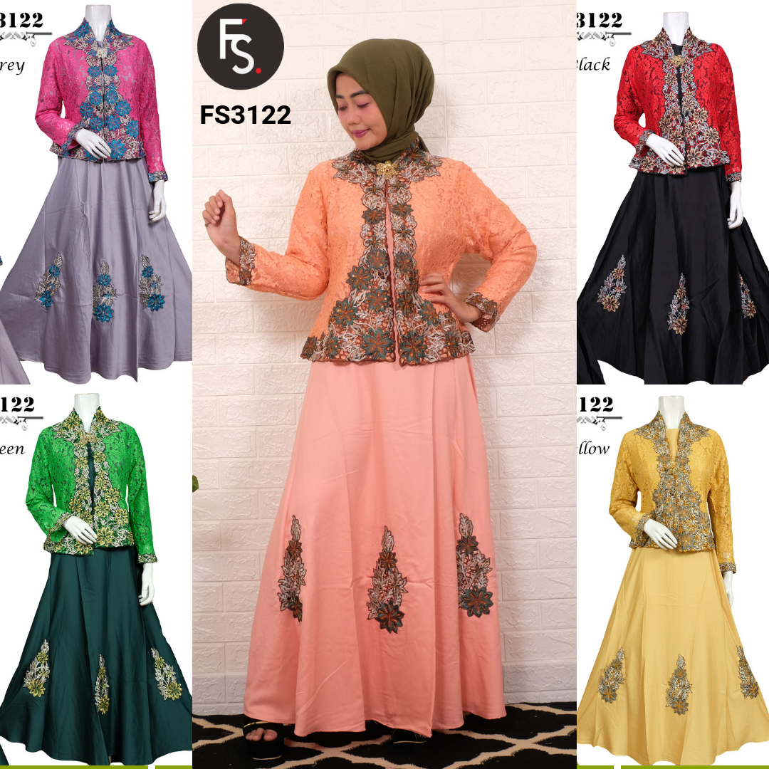 Gamis Cardi Brokat Asyila FS3122 Fika Shop