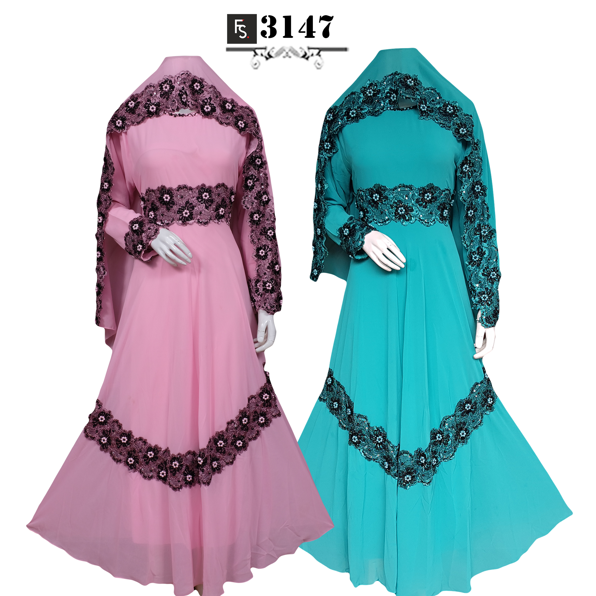 Baju Gamis Ceruty Renda FS3147 + Pashmina - Fika Shop