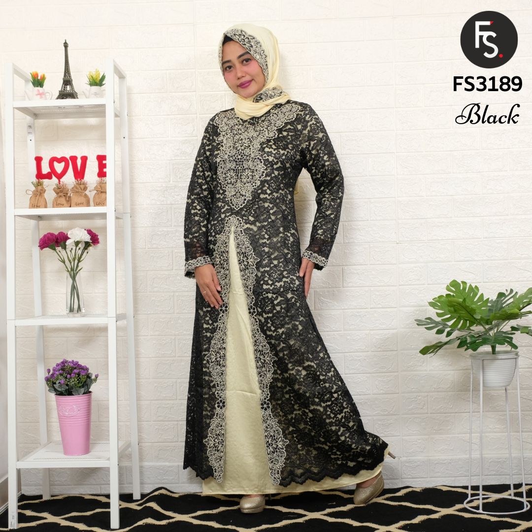 Baju Gamis Brokat Nadhira FS3189 Jilbab Fika Shop