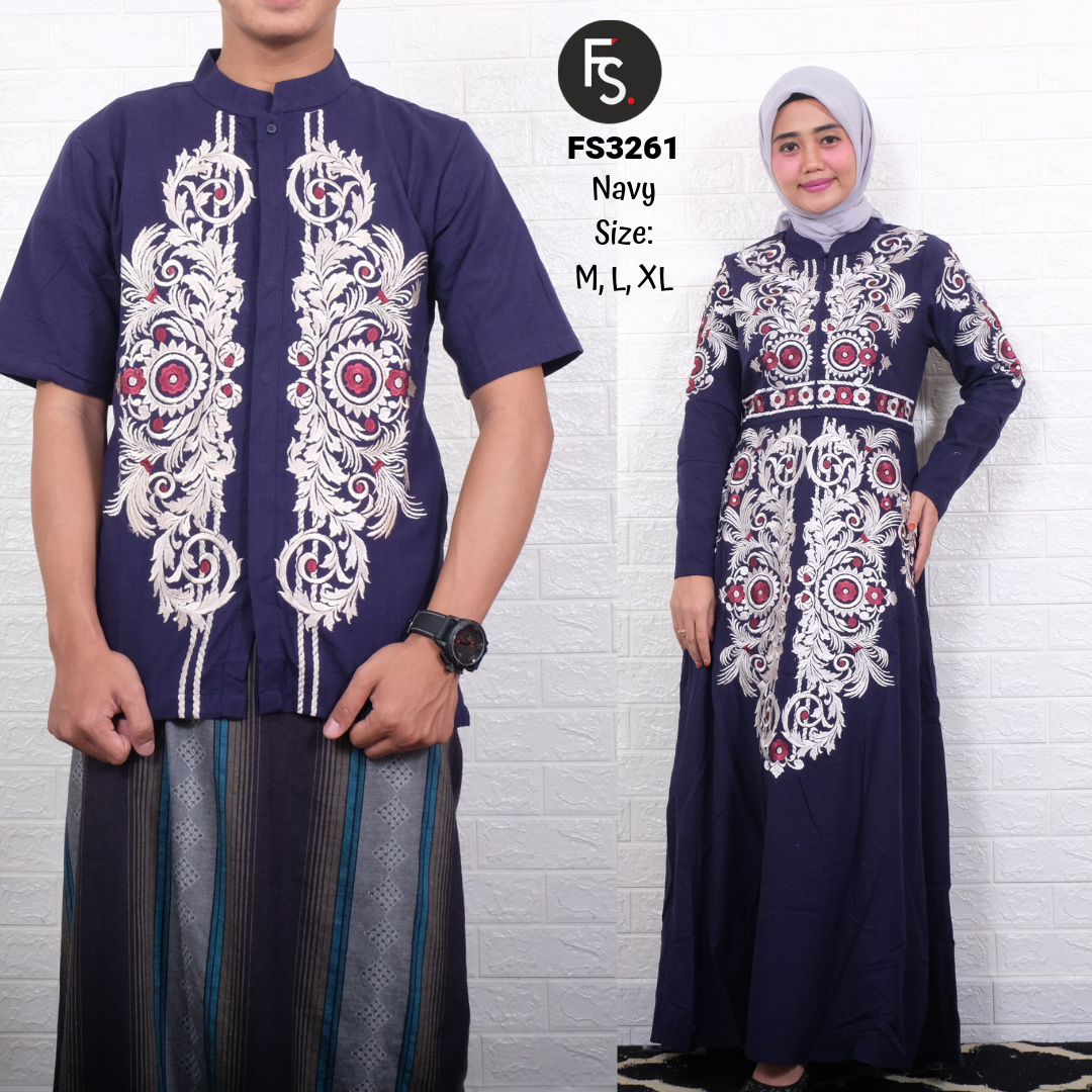  Baju Gamis Couple Ayah Ibu Anak FS3261 Fika Shop