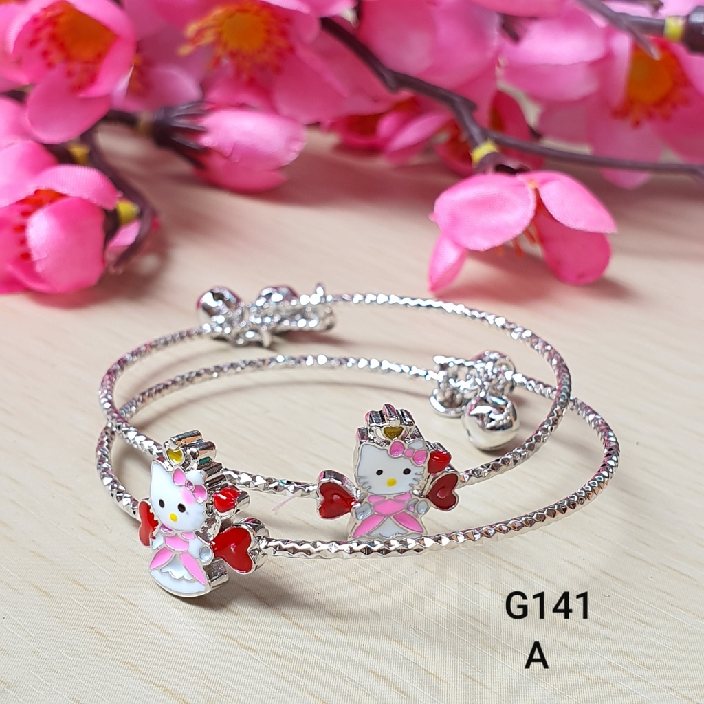  Gelang  Anak Silver Hello  Kitty  G141 Set isi 2pcs Fika Shop