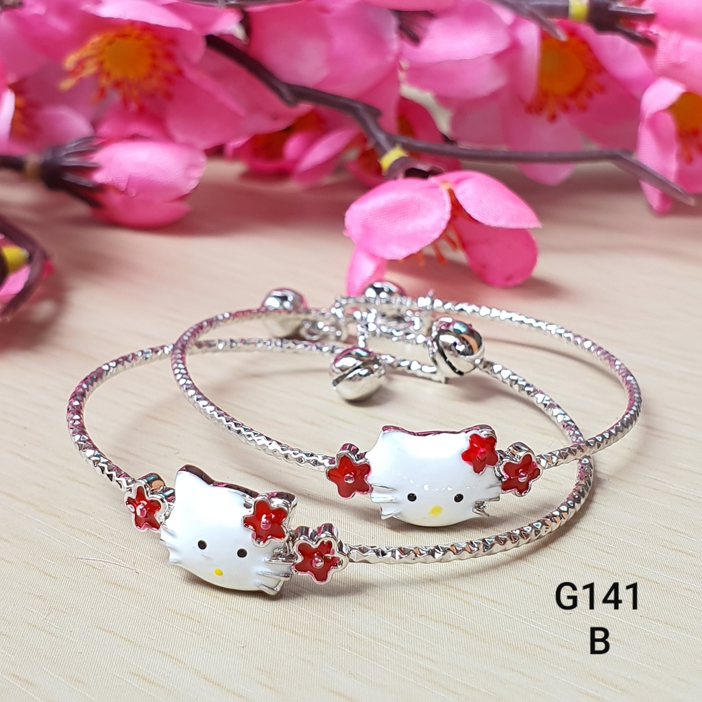  Gelang  Anak Silver Hello  Kitty  G141 Set isi 2pcs Fika Shop