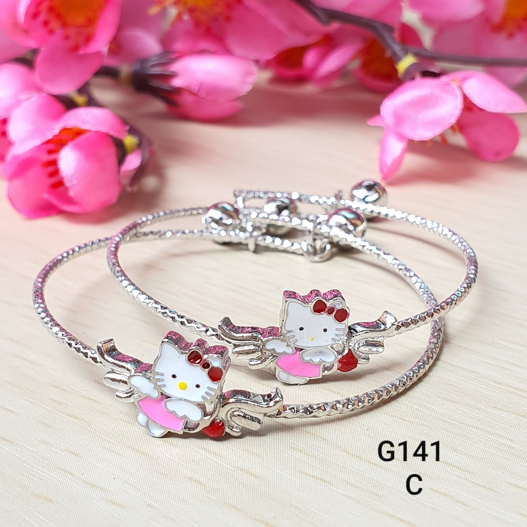  Gelang  Anak Silver Hello  Kitty  G141 Set isi 2pcs Fika Shop